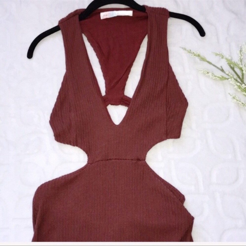 FREE PEOPLE BEACH Cutout Ribbed Mini Dress Small - Picture 3 of 6